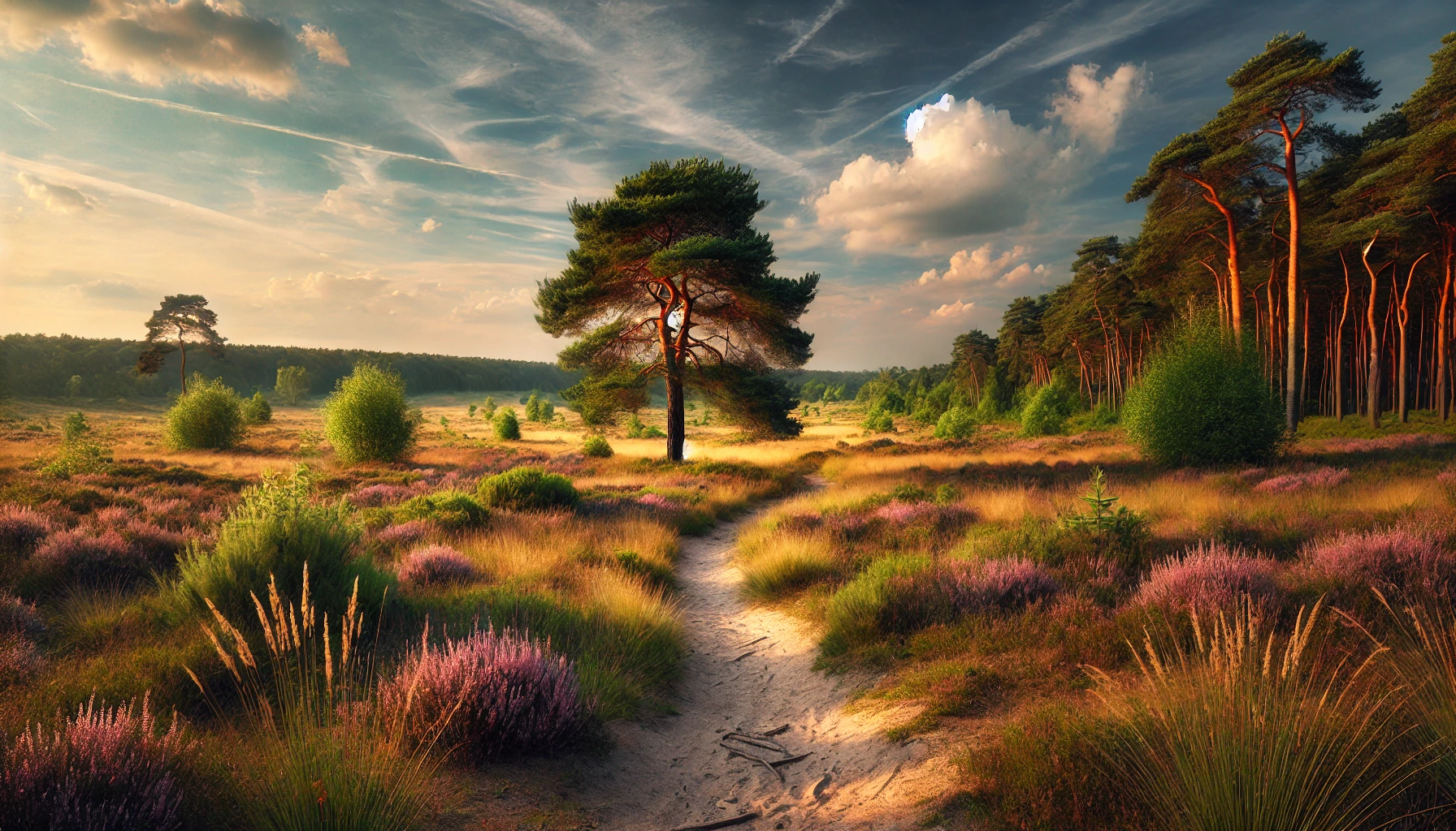 Wahner-Heide-2024-11-07-18.20.52-A-serene-natural-landscape-of-the-Wahner-Heide-in-Germany.-The-scene-features-an-open-heathland-with-patches-of-colorful-wildflowers-grassy-plains-.webp