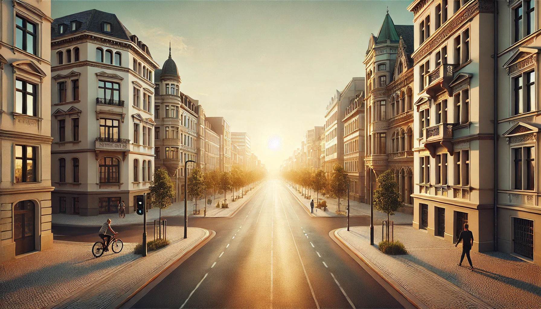 Innenstadt Troisdorf 2 - A highly realistic 16_9 image for the introduction of a blog post about urban transformation. The image shows a wide-angle view of a calm European cit Innenstadt Troisdorf